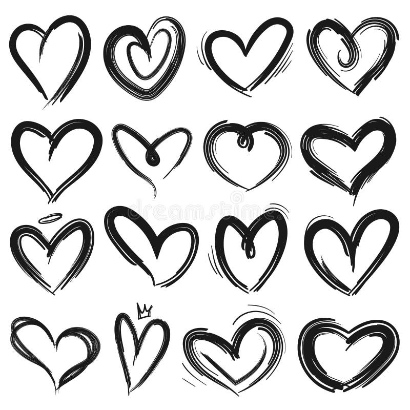 Cuore sketch Scarabocchi decorativi disegnati di cuori disegnati da penna Set di vettori per i simboli del giorno di San Valentin royalty illustrazione gratis Cuore sketch Scarabocchi decorativi disegnati di cuori disegnati da penna Set di vettori per i simboli del giorno di San Valentin royalty illustrazione gratis