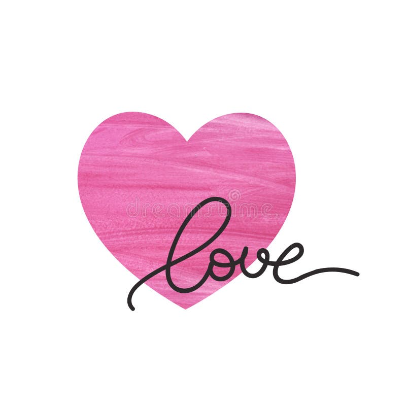 Cuore strutturato rosa dell'acquerello con l'iscrizione di amore fotografia stock libera da diritti Cuore strutturato rosa dell'acquerello con l'iscrizione di amore fotografia stock libera da diritti