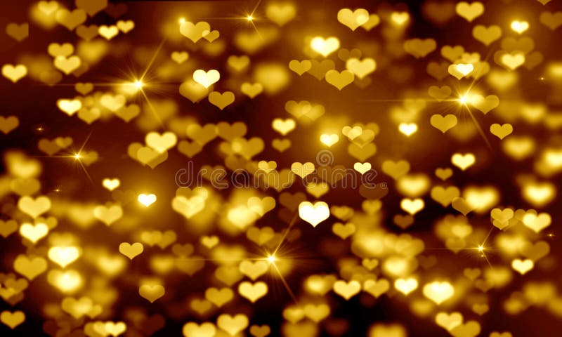Cuori dell'oro su fondo nero, fondo vago del bokeh, giallo, luminoso, scintillio, festa, oro, luci, splendore, biglietto di S. Va illustrazione di stock Cuori dell'oro su fondo nero, fondo vago del bokeh, giallo, luminoso, scintillio, festa, oro, luci, splendore, biglietto di S. Va illustrazione di stock