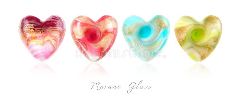 Cuori di vetro di Murano fotografia stock Cuori di vetro di Murano fotografia stock