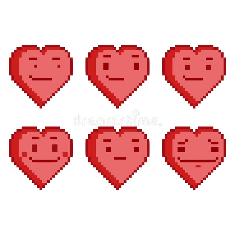 Cuori divertenti stabiliti del pixel illustrazione vettoriale Cuori divertenti stabiliti del pixel illustrazione vettoriale