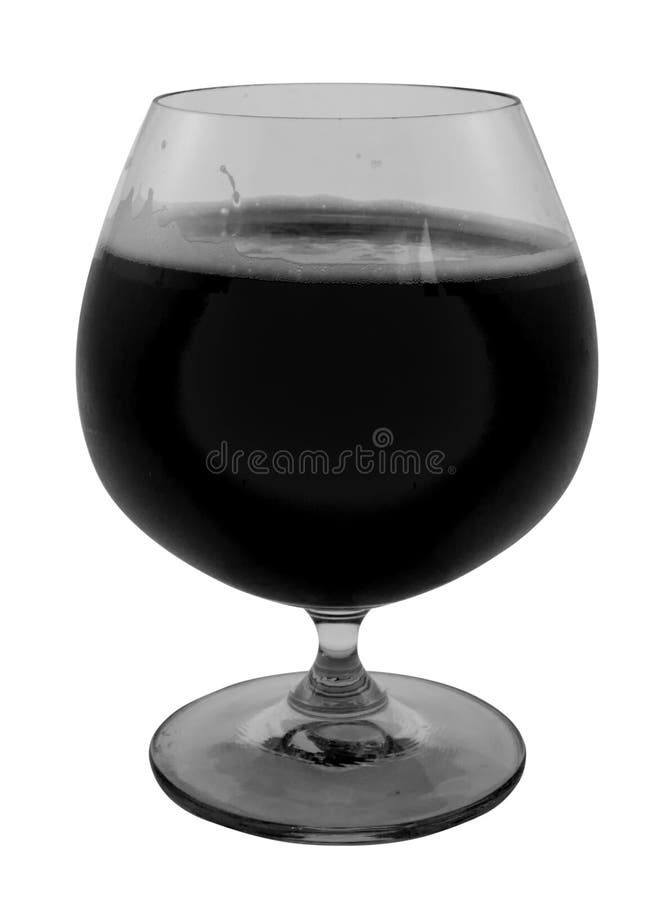 Cup of Alcohol Drink with Bubbles Black and White Isolated Stock Image