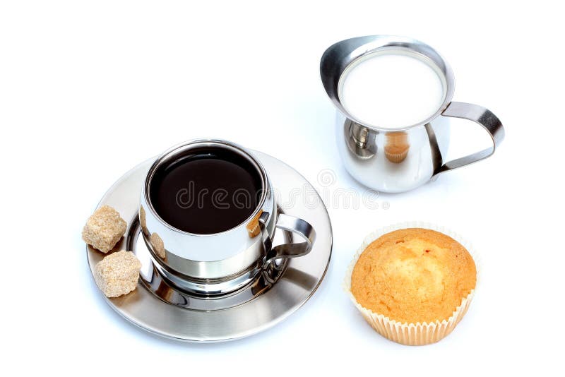 Cup of black coffee with sugar