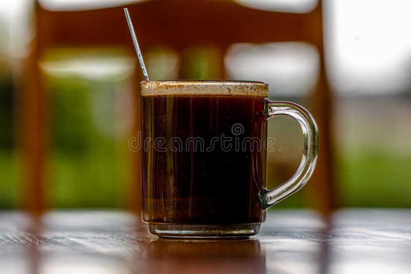 A Cup of Brewed Coffee from the Bean Robusta Type Stock Photo Image