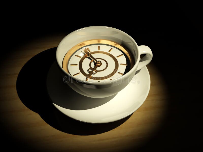 Cup with clock. Eight o clock