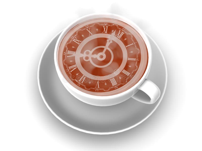 Cup with clock. Eight o clock