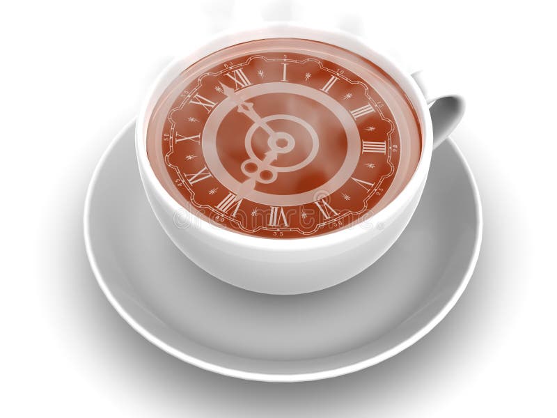 Cup with clock. Eight o clock