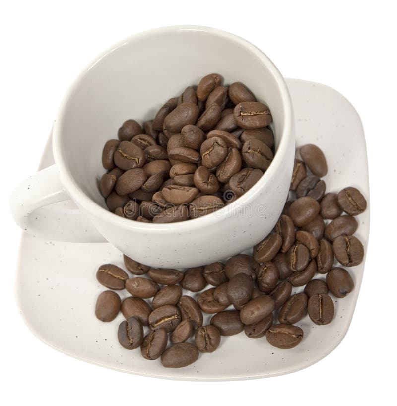 Cup with coffe beans