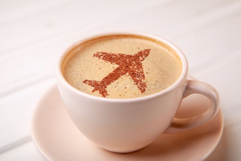 Coffee Cup with Airplane Symbol Stock Photo Image of recreation, office 51287754