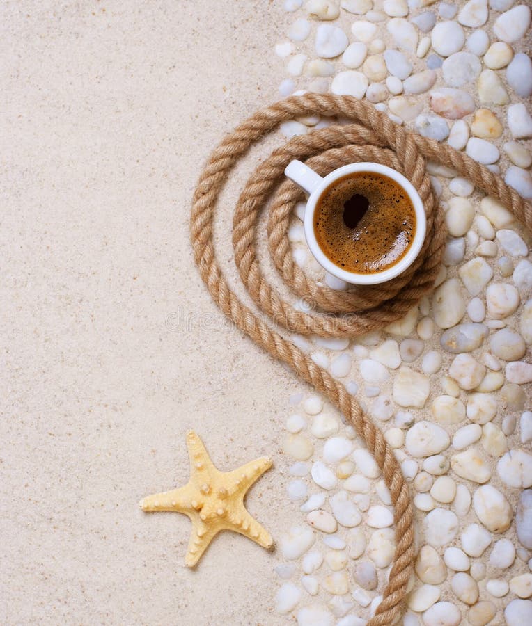 Coffee cup on the beach stock image. Image of drink, countries 47279363