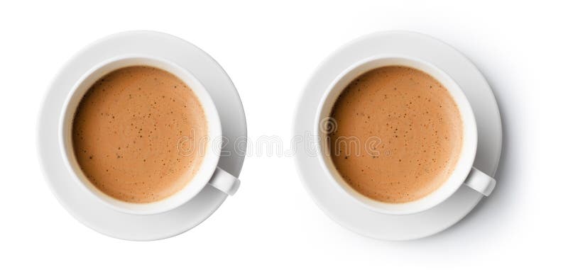 Cup of coffee with beautiful foam top view