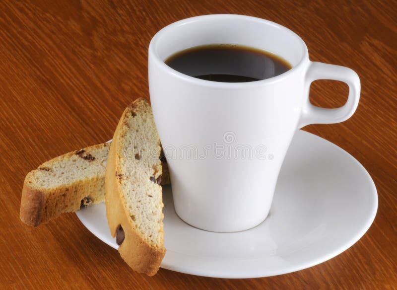 Cup of coffee and biscotti