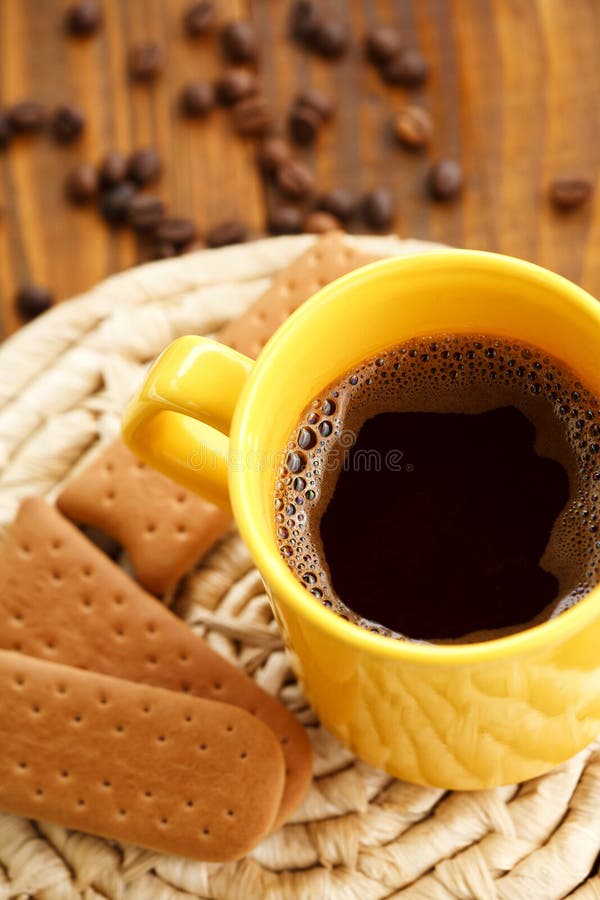 Cup of Coffee with Biscuits Stock Image Image of freshness, nutrition