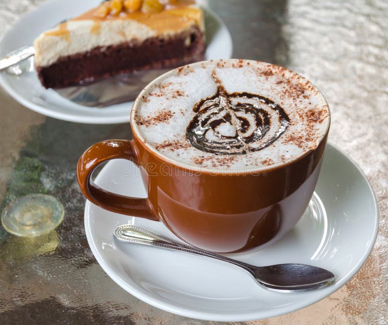 Cup of Coffee and Cake in Cafe Stock Photo Image of cake, cream 43680022