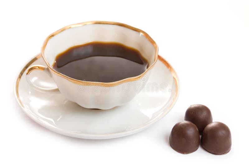 Cup with Coffee and Chocolate Stock Photo Image of brown, liquid 7271316