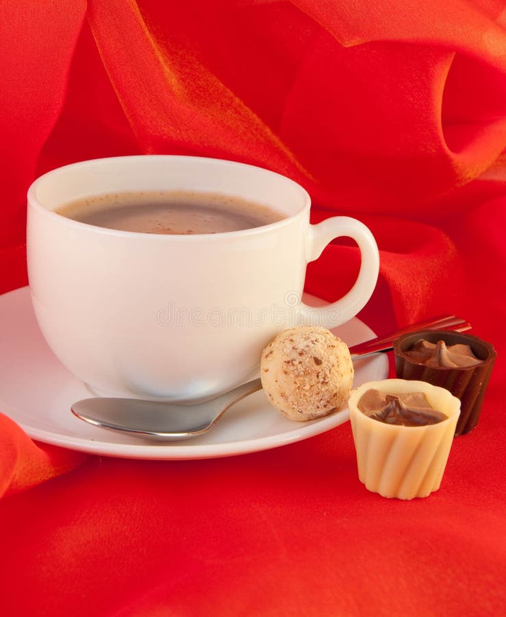 Cup of Coffee with Chocolates, Coffee Grains with Stock Image Image of coffee, liquid 22301885