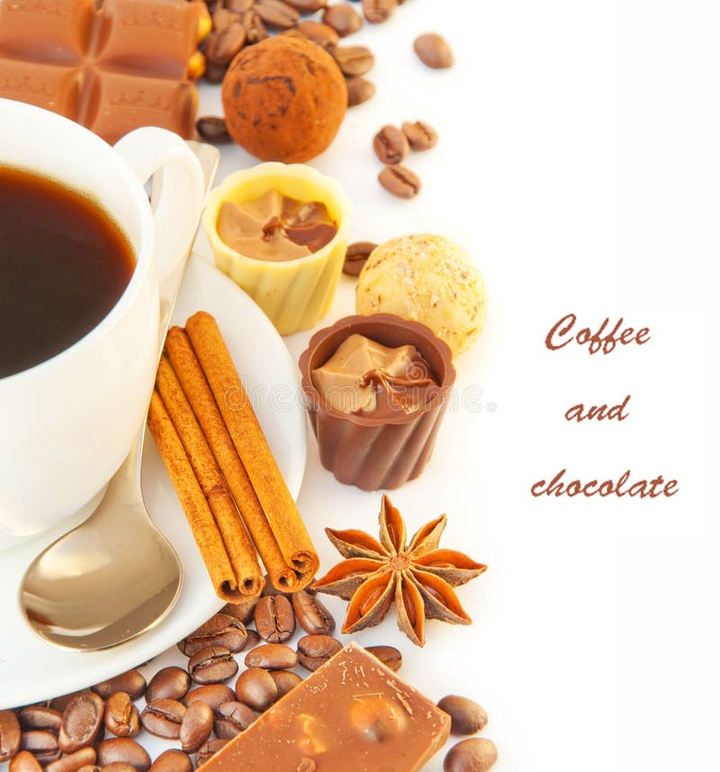 Cup of Coffee with Chocolates on Silk Stock Photo Image of beverage, cafe 21747458