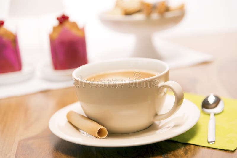 Cup of coffee with cookies royalty free stock images