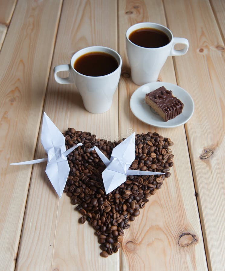 Cup of coffee with crane stock image. Image of brown 53621789