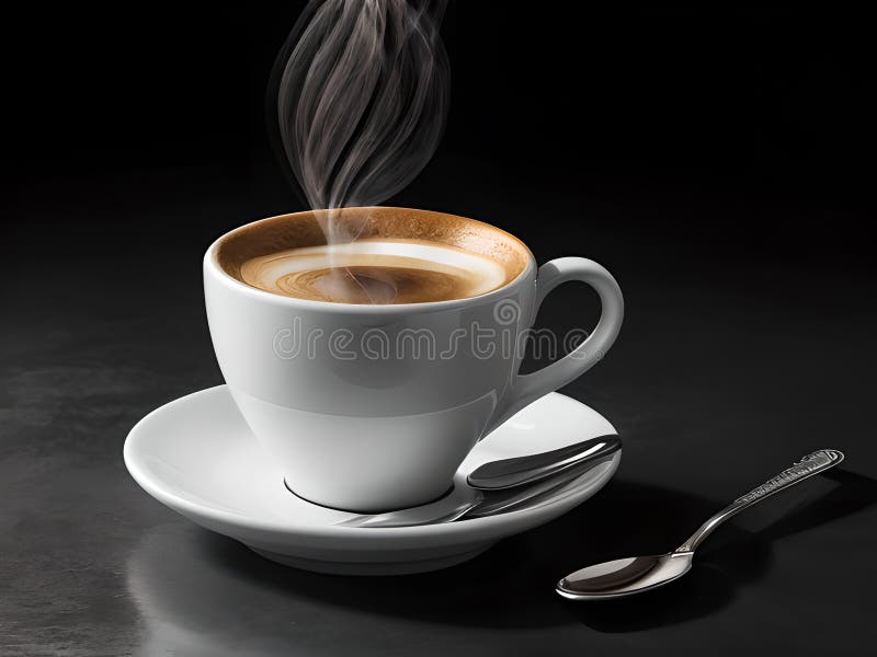 Cup of coffee in empty black background, isolated background, AI Generated.