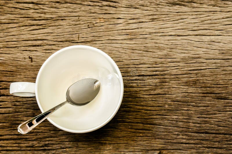 Cup of Coffee Empty and Teaspoon Stock Photo Image of liquid, light