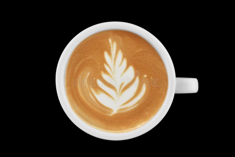 Cup Of Coffee Latte Isolated On Black Background Stock Photo - Image of