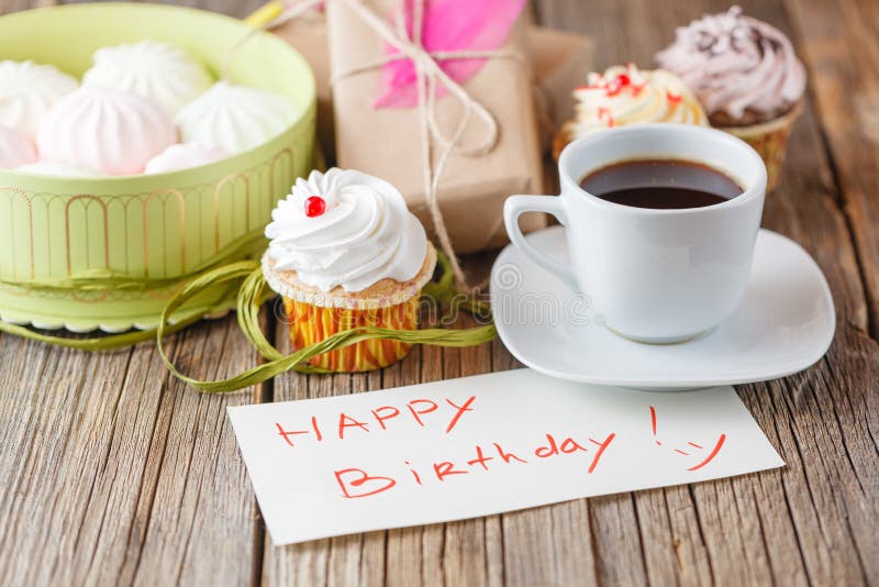 Cup Of Coffee  And Message Happy  Birthday  Stock Image 