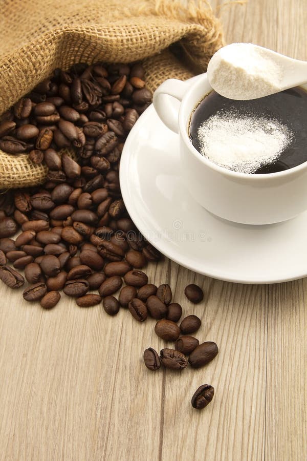 A cup coffee with milk stock image. Image of cream, dark 44638633