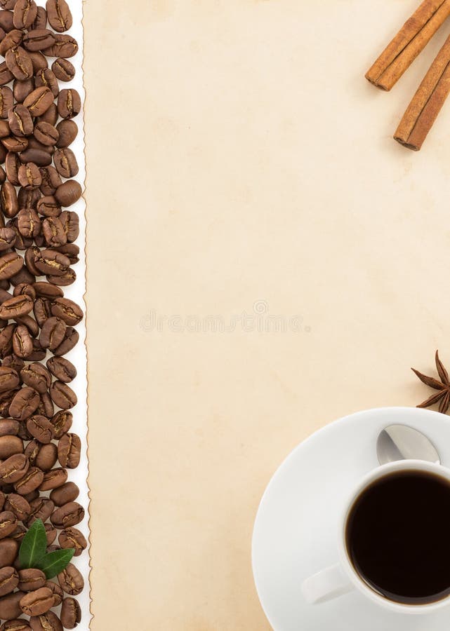 Cup of Coffee and Parchment Stock Image Image of full, black 40377761