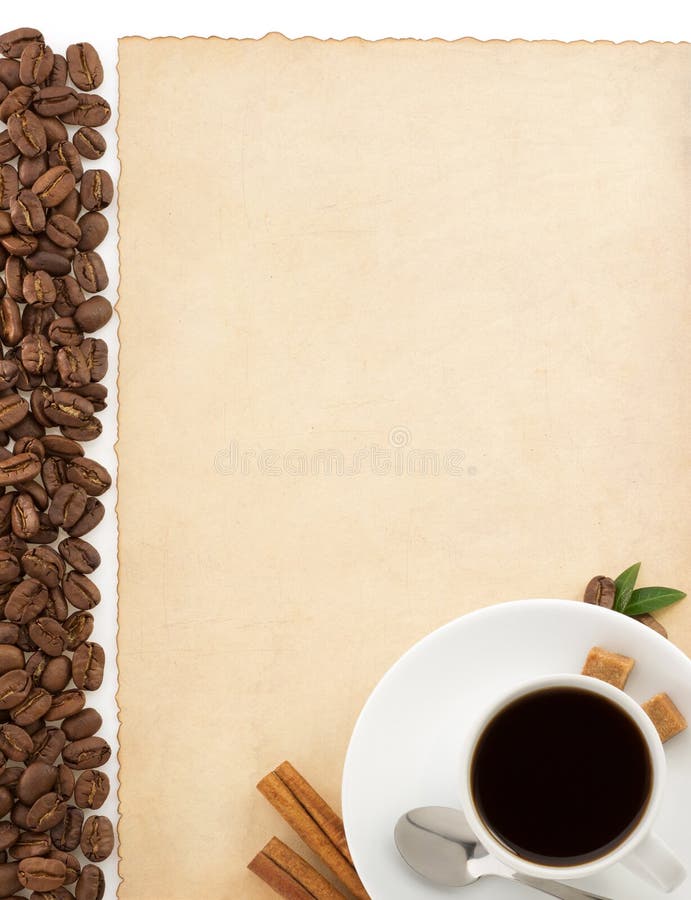 Cup of Coffee and Parchment Stock Image Image of full, black 40377761