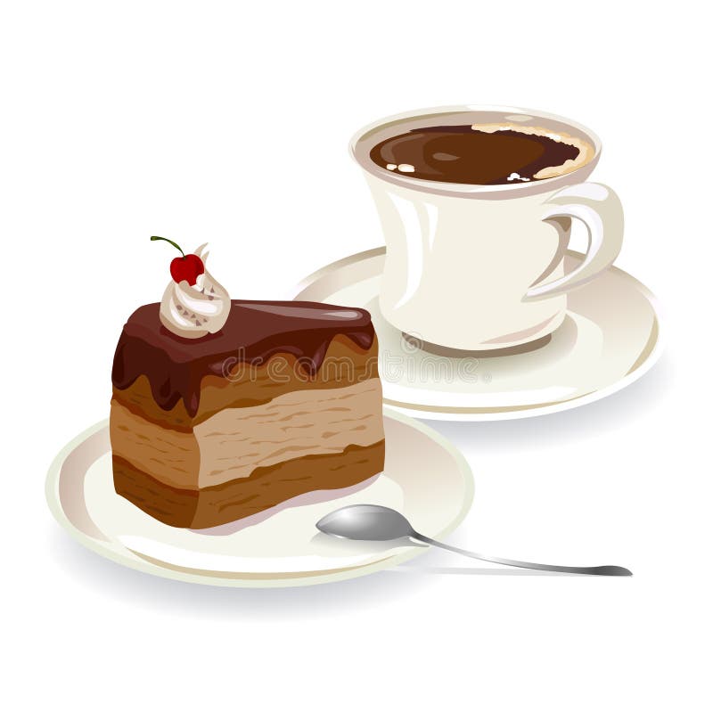 Download Cup Of Coffee And A Piece Of Cake Stock Illustration ...