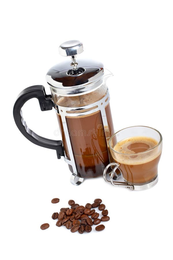Cup and Coffee Pot with Beans Stock Photo Image of handle, drink 5483176