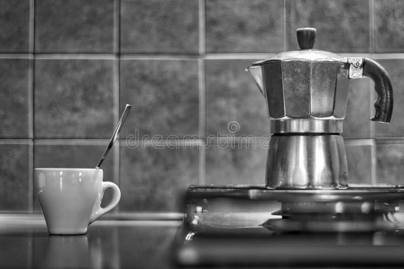 Cup and Coffee Pot stock image. Image of italian, closeup 50043451