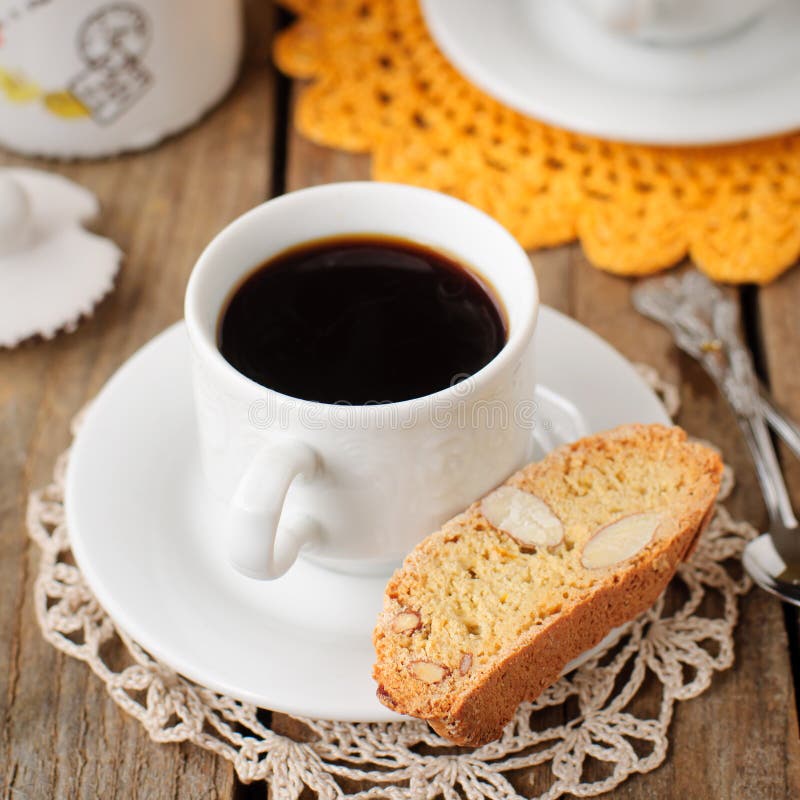 A Cup Of Coffee With Pumpkin Biscotti Stock Image Image of espresso