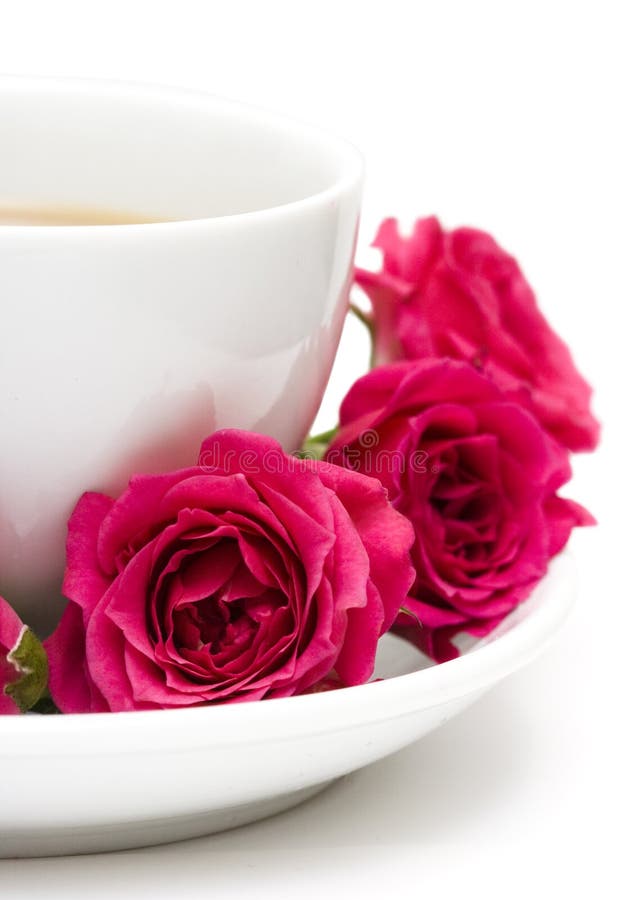 Cup of Coffee with Red Roses Stock Photo Image of intake, cappuccino