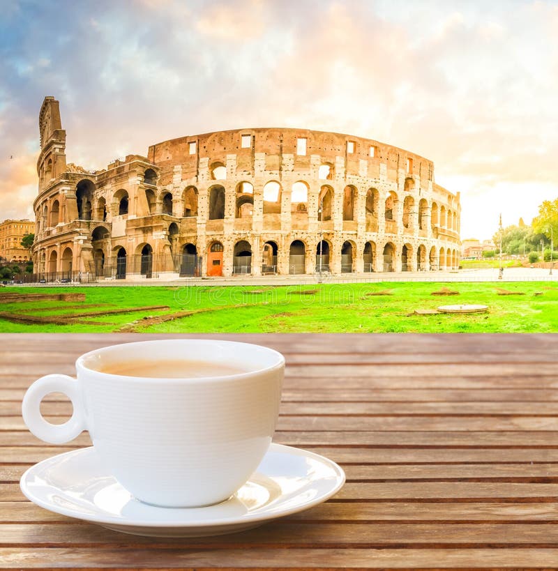 Cup of coffee in Rome stock photo. Image of european 67214984