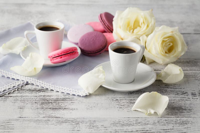 Cup of Coffee and a Rose Breakfast Stock Image Image of espresso