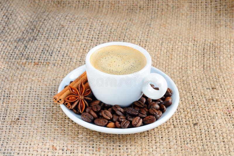 Cup with coffee on saucer stock image. Image of cafe 87848191