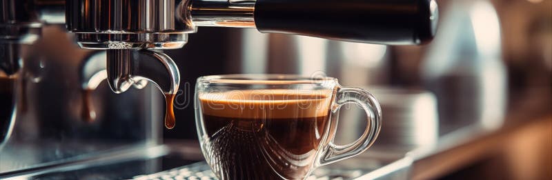 A cup of coffee sitting on top of a coffee machine. Generative AI image. vector illustration