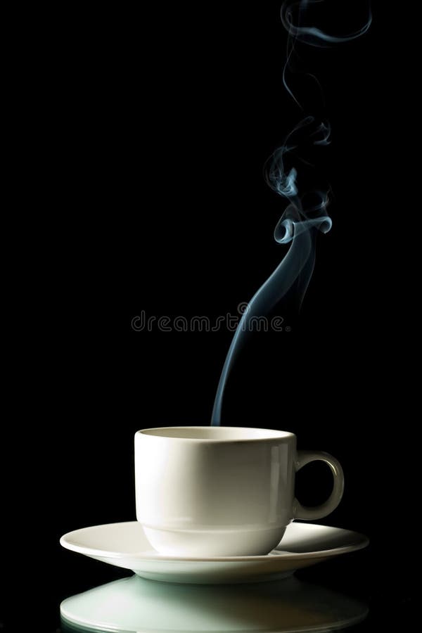Cup of coffee with steam over black. Warm steam stock images, royalty-free photos and pictures