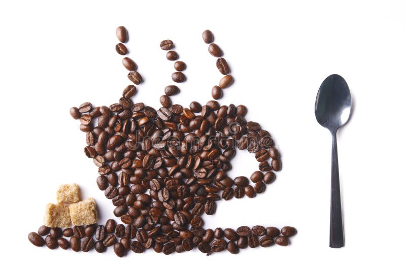 Cup of Coffee with Sugar and Spoon Stock Image Image of breakfast
