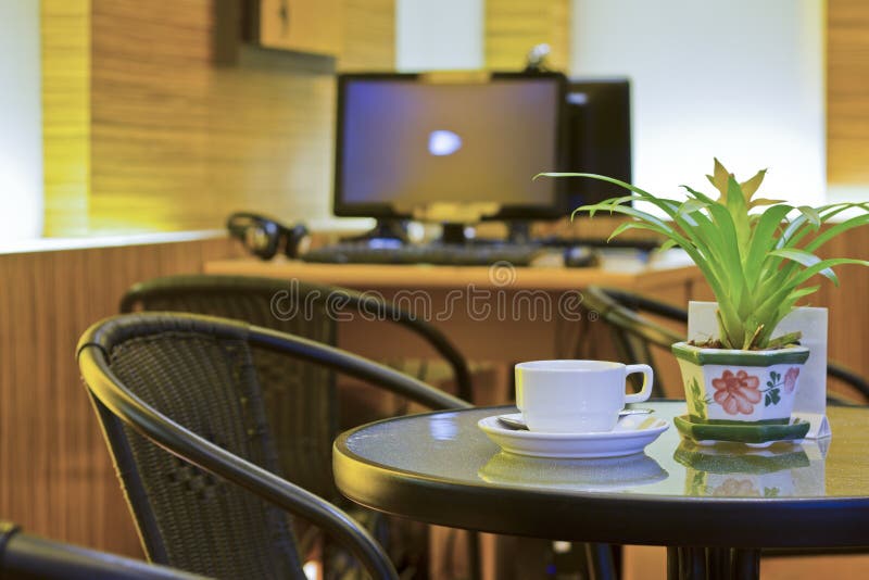 Cup of coffee on table stock image. Image of morning - 24976457