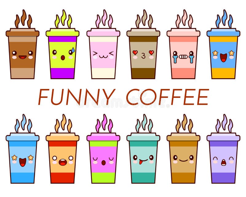 A cute kawaii cartoon character of a smiling portable coffee cup on a white  background Stock Vector Image & Art - Alamy