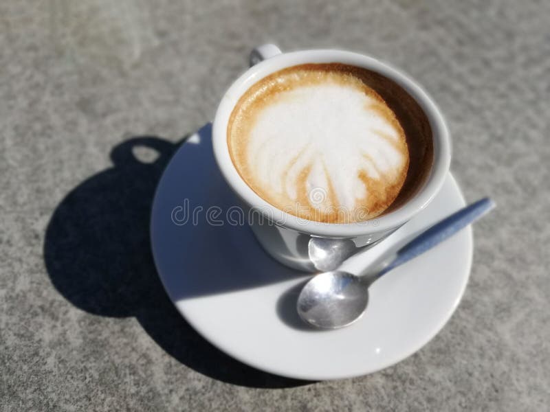 Cup of Coffee with Teaspoon on the Table Stock Image Image of brew