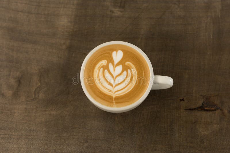 A Cup of Coffee with Tulip Shaped Latte Art Stock Image Image of food