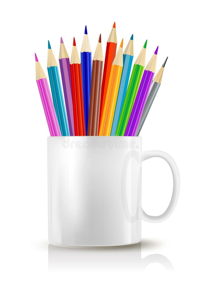 Cup with color pencils