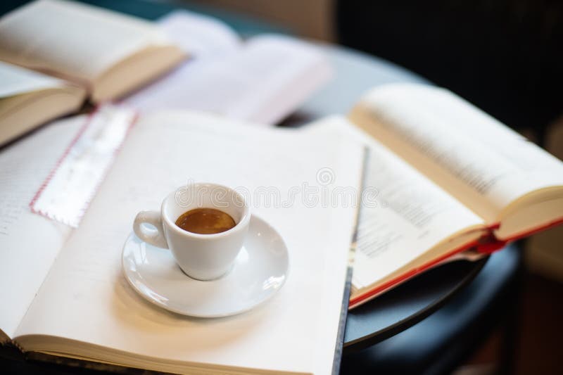 Reading Library and Espresso Coffee Stock Image Image of aroma, closeup 106557947
