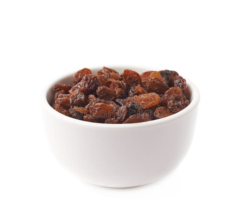 Cup Filled with Raisins Isolated Stock Photo Image of background