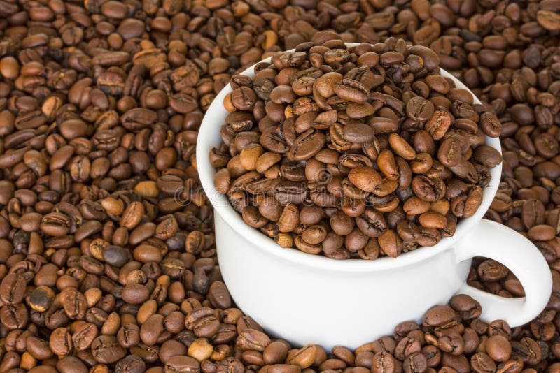 Cup Full Of Coffee Beans Stock Photos Image 30580473