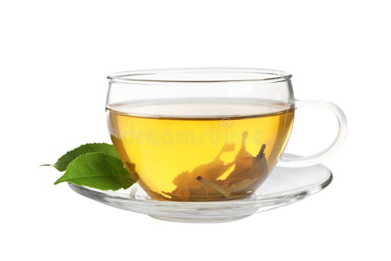 Cup of Green Tea and Leaves Isolated Stock Photo Image of aroma